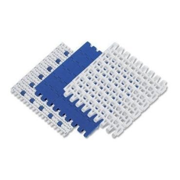 Bandas transportadoras modulares plásticas grises y azules