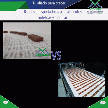 Bandas transportadoras para alimentos sintéticas y modular